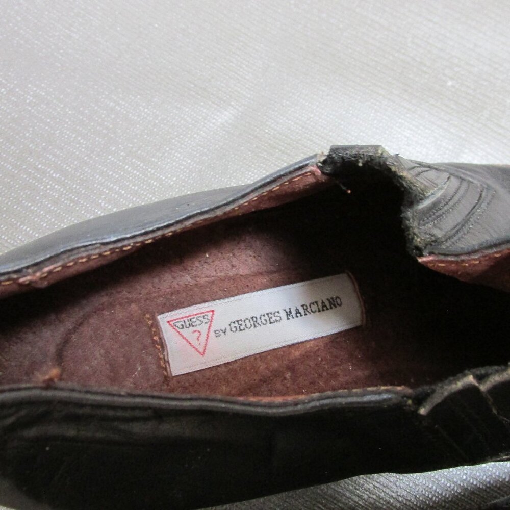 Vintage 1980s Guess? by Georges Marciano Black Leather Cowgirl Ankle Boots - Picture 4 of 4